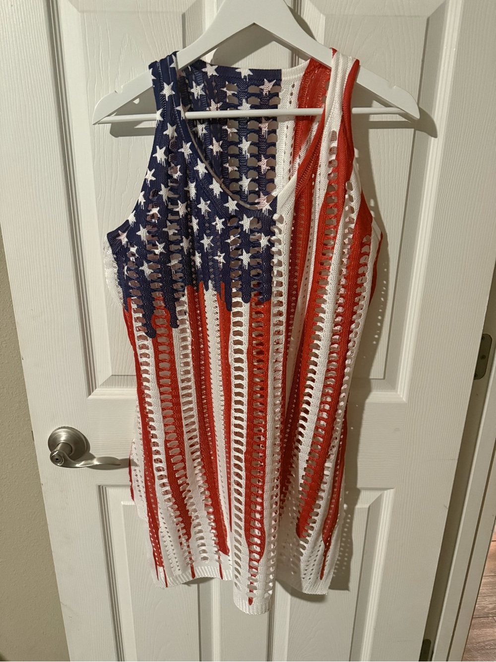 Women’s American Flag Crochet Swim Coverup Red, White, & Blue American Flag! XL